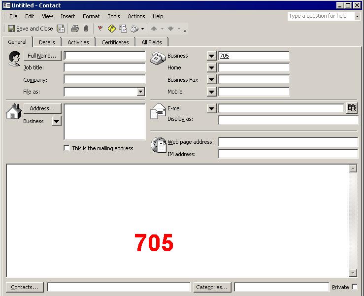 Figure 18 Incoming call that is not an Outlook contact MXIE MS Outlook IdentaPop Pro 2.