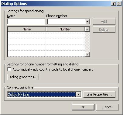 Figure 6 Outlook Dialling Options window Figure 7 Making a call using the menu system on