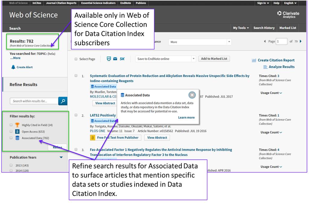 Figure 3: Discover data mentioned in literature related to your topic in a single integrated workflow.