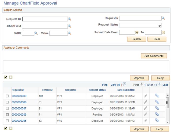 Chapter 4 Deploying Business Objects Between Production and Real Time Bottom Line Navigation Real Time Bottom Line, Deploy Business Object, Manage ChartField Approval, Manage ChartField Approval