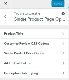 Single Product Page Options.