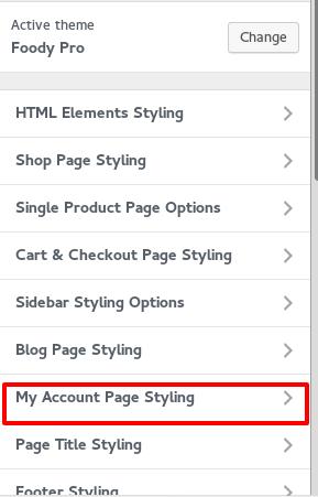 Account Page styling.