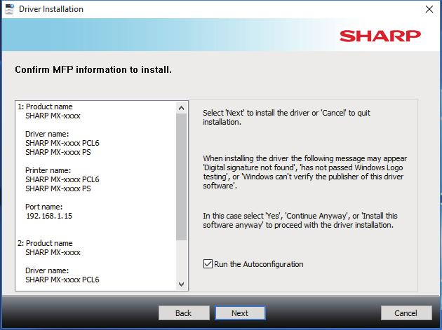 Table of contents Windows / Select the software to be installed Installing the printer driver / PC-Fax driver (common procedure) Standard installation / Advanced installation 5 Follow the on-screen