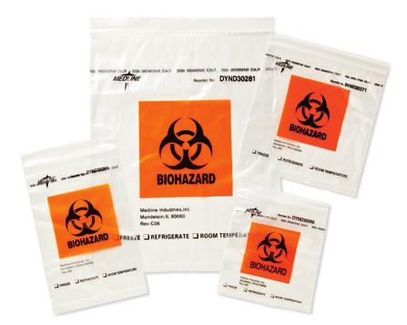 Bags/Containers Biohazard Bags Unique two-pouch design isolates patient specimen documents, reducing possibilities for contamination or accidental separation of specimen and