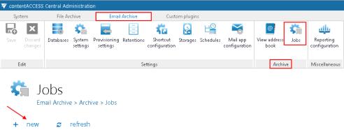 In the Mailbox configuration window select the Email archive DB and Email archive store. Now come on with creating the Email Archive job!!! 15. Creating a new Email Archiving job.