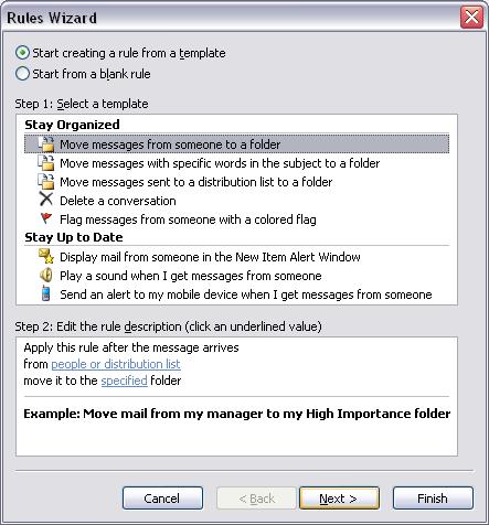 Organizing Incoming Mail Use this rule to manage your