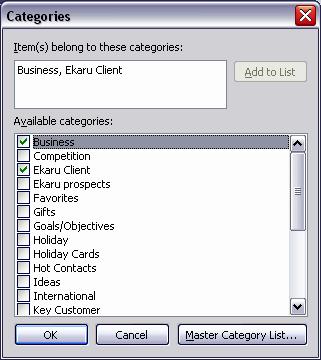 Outlook Using Categories Categorize your contacts.