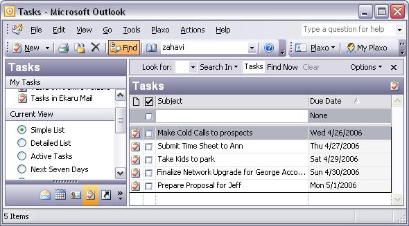Outlook Staying on Task