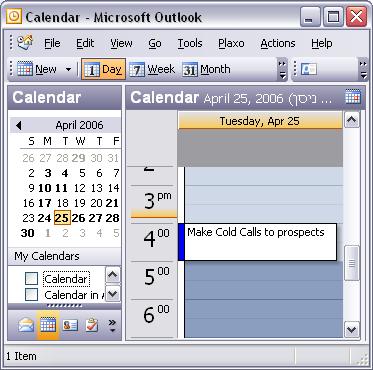 Outlook Self Appointment Use move to folder operation to insert this in calendar