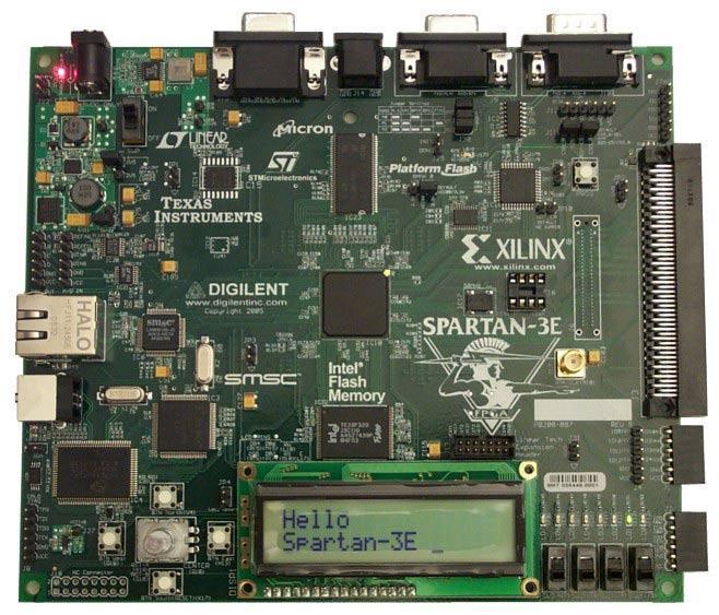 18 VHDL izvedba - Spartan 3E Starter Board Xilinx XC3S500E FPGA St Microelectronics M25P16 16Mbit Serial Flash Intel TE28F128 (or JS28F128) 128Mbit