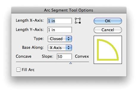 The Arc tool The Arc tool draws arcs of all sorts. You can draw an arc as an open path or as a closed path (open and closed paths are explained on page 28).