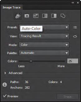 9 Choose Outlines With Source Image from the View menu in the Control panel, and take a look at the image. Choose Tracing Result from that same menu.