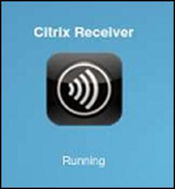 Selecting the Citrix Receiver icon from the Launcher screen displays a workspace that permits