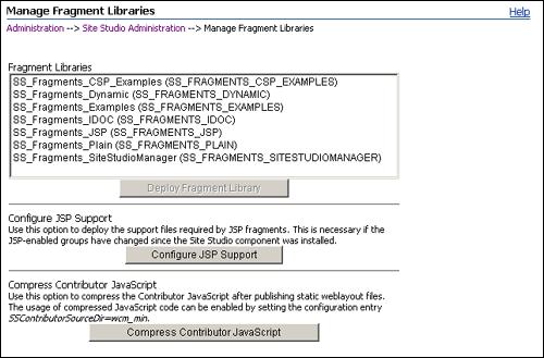 Set Default Project Document Information Page to the list of JSP-enabled groups in the Oracle Content Server, you must redeploy (extract) the JSP support files that enable Site Studio JSP fragments