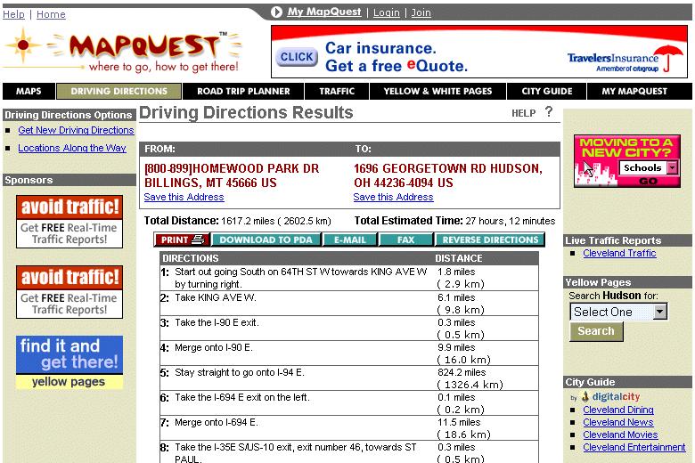 VIEWING DRIVING DIRECTIONS TO YOUR VENDOR NOTE If MapQuest.com cannot find your address, you will be taken to MapQuest s input screen, where you can correct your address information.