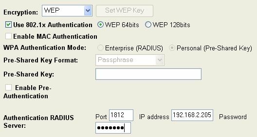 (Shared Secret) and Port number of the target RADIUS server.