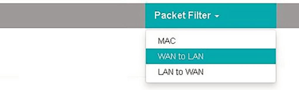 . Packet filter functionality The packet filters enable the limitation of access between the production network (WAN) and the automation cell (LAN) in both directions.