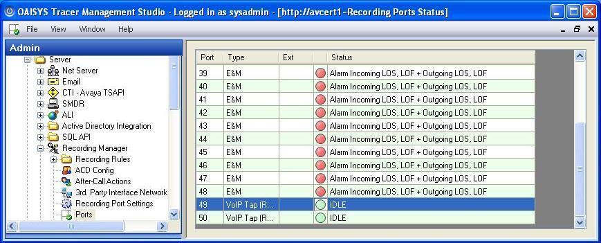7.4. Administer Recording Ports Select Server Recording Manager Ports in the left pane, to display a list of ports.