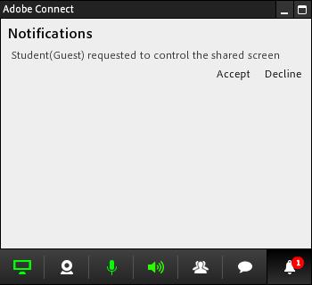 Share control of your screen with host or presenter While screen sharing, you can pass control of the shared desktop, window or application to another host or presenter. 1. Start sharing your screen.