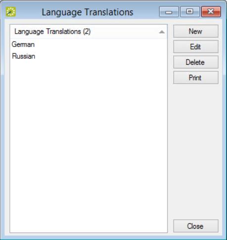CHAPTER 18: Configure Language Translations for Everyday User Applications Language Translations Window 2. Click New.