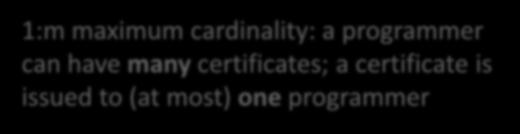 A programmer is mandatory for a certificate); or a certificate has to be issued to (at least) one programmer.