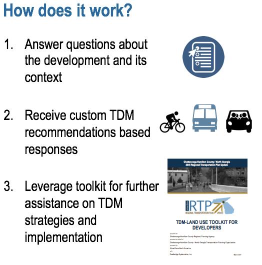 TDM Toolkit Resource for local government and development community Educate on the benefits of TDM