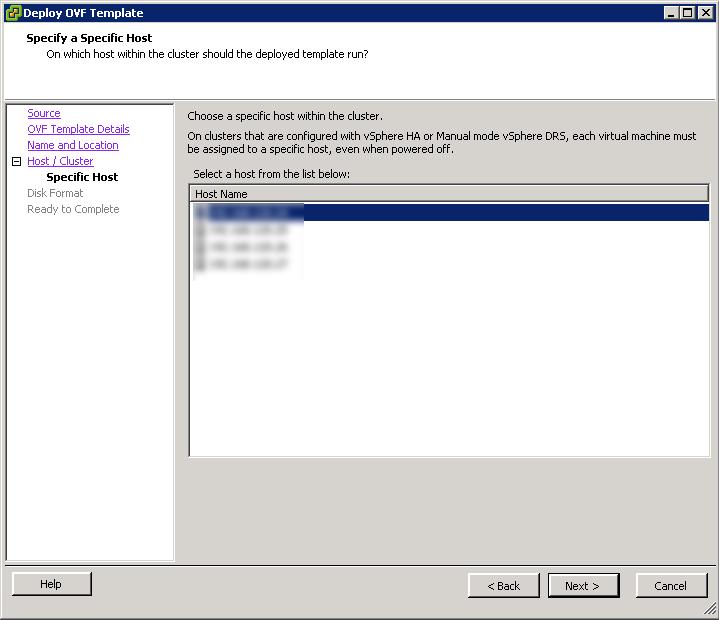 Step 6 - Specify the VMware Host / Cluster and click Next to continue. Figure 6.0.