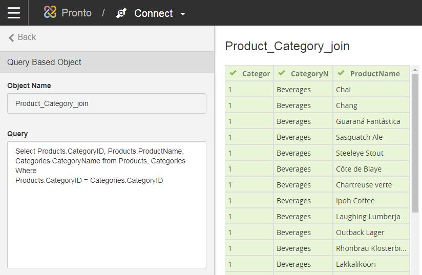 Here is the valid SQL syntax used to create the simple join with the Products and Categories table in MSSQL for the above example. Select Products.CategoryID, Products.ProductName, Categories.