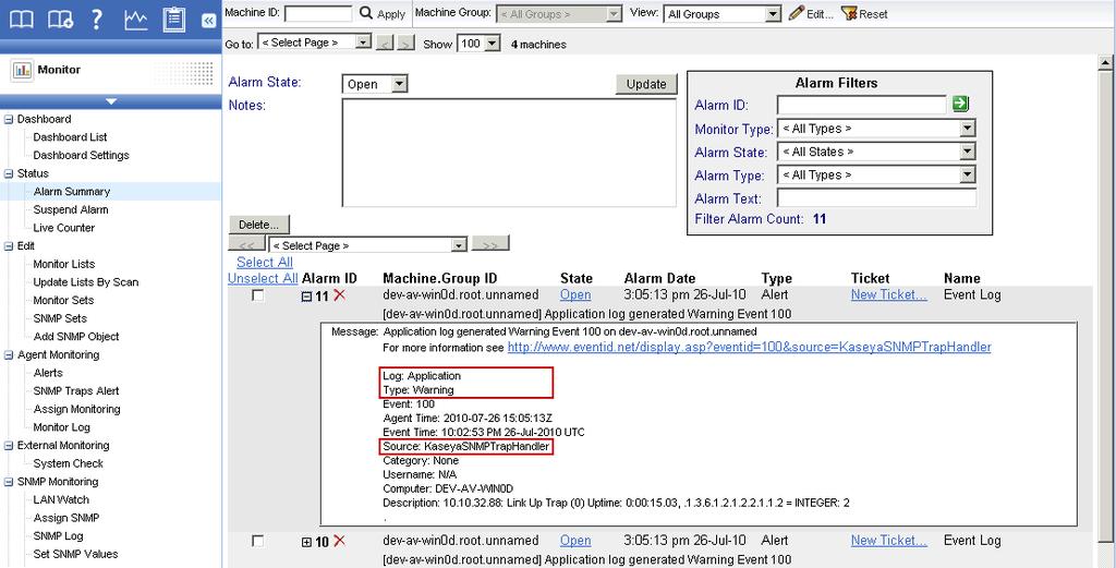 Click the Add or Replace radio options, then click Apply to assign selected event type alerts to selected machine IDs. 6.
