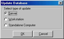13. On the update database screen make sure that server