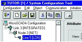 SYS 600 9.3 MicroSCADA Pro 1MRS756638 3.5.1.1. Changing IU attribute value 1. Select Configuration > Open Active. In the Configuration tree select a LON line.