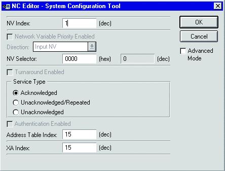 1MRS756638 MicroSCADA Pro SYS 600 9.3 NC editor, default mode Fig. 3.7.4.-1 NC Editor in default mode NC_editor_defMode In default mode you have to configure the following fields: NV Index.