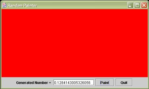 Then, the JTextField of the application displays this number and the window gets painted based on this number: the window will be painted RED if the number is less than or equal to 0.