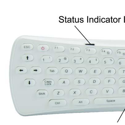 Status Indicator LED: If the LED keep shining, it means the connection is successful and Motion Mouse with QWERT is working If the LED is