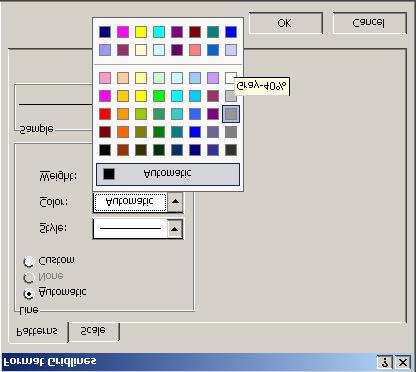 To change the style of gridlines: Double left click on the gridlines you want to change (or choose them in the list on the Chart toolbar). In the Patterns menu choose the colour that you want.