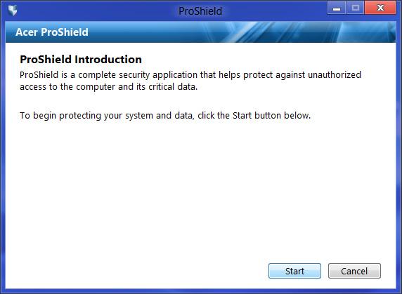 Acer ProShield - 37 Click Start to begin.
