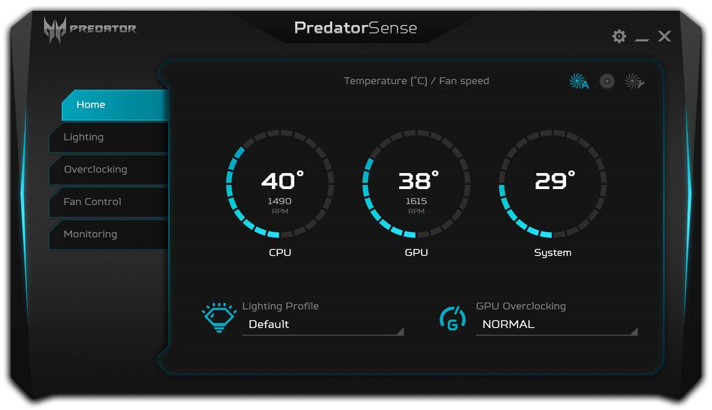 36 - PredatorSense P REDATORS ENSE PredatorSense allows you to overclock processors and control fan behavior.