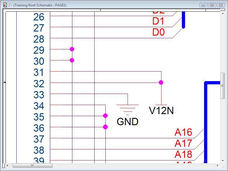 . 3. Click the Place wire icon. 4. Connect pins 1 and 33 to the GND symbol you placed in step 2.