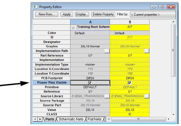 Lab 17-3: Making Power Pins Visible Lab Objectives After completing this lab you will be able to edit the visibility attribute of power pins. 1. In the upper right corner of the page, double click on the 20L10 part.