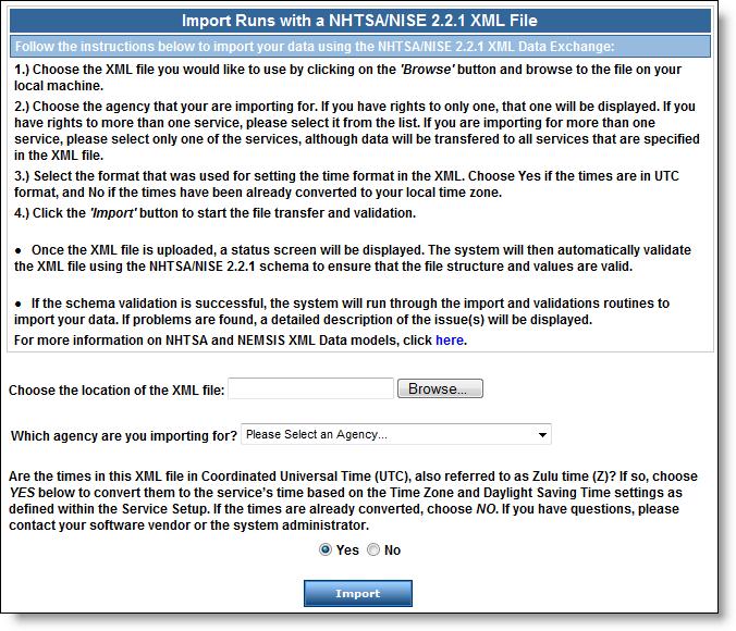 State Bridge 4.2 Importing NHTSA/NISE 2.2.1 XML Files Quick Guide Page 7 Importing the XML File 1. In the State Bridge, from the top toolbar, select the Data Exchange tab. 2. From the left menu, click NHTSA/NISE 2.
