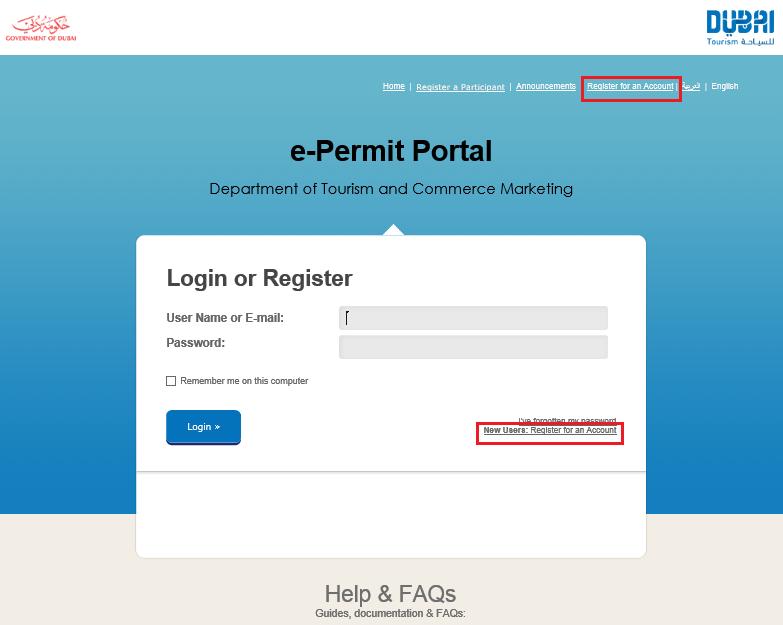 e-permit User Guide This training material covers e-permit. 1. Registration To register into e-permit, perform the following steps: 1.