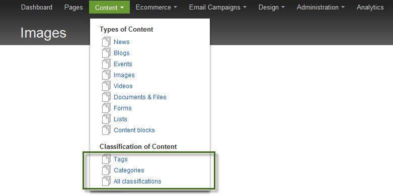 Print (CTRL+P) Toggle Full Screen Mode Other toolbar functions Other toolbar functions Using the text editor Table of contents CLASSIFYING YOUR CONTENT Using classifications, you can organize content