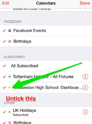Part 5: Using the Calendar on an iphone If you have subscribed on your iphone there are two options. The first is to only see the calendar when you want to and the second is to remove it.