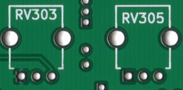 Variable resistors RV201 RV301, RV302, RV303, RV304, RV305, RV401 10k Seven variable resistors are mounted where shown on