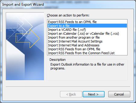 2 Export Email Folder 17. Select a folder to export.