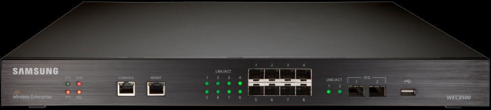 2.2 Access Point Controller WEC8500 System LED Management 10 Giga Ethernet * 2 Console 1 Giga Ethernet * 8 USB Interface
