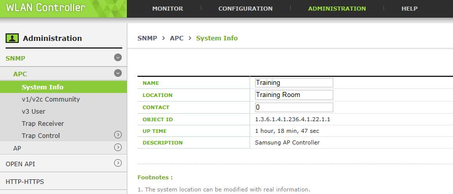 4.4.6 System Name Administration > SNMP > System Info
