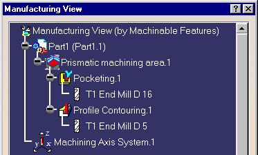 13. Select the Manufacturing View icon to display the Manufacturing View.