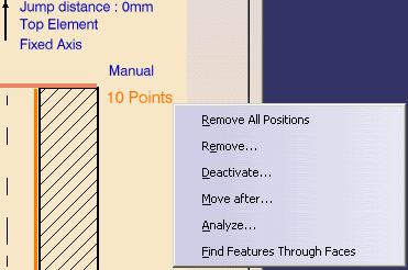 Pattern Point Management Contextual Menu on 'No Points / x Points' Sensitive Text A number of contextual commands are available for managing hole positions when you right click the 'No Points / x