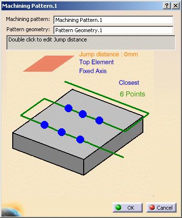 If the geometry is shared, only Jump Distance and Pattern Ordering mode can be modified in the Machining Pattern dialog box. However, modifications could be done on the Pattern Geometry entity.